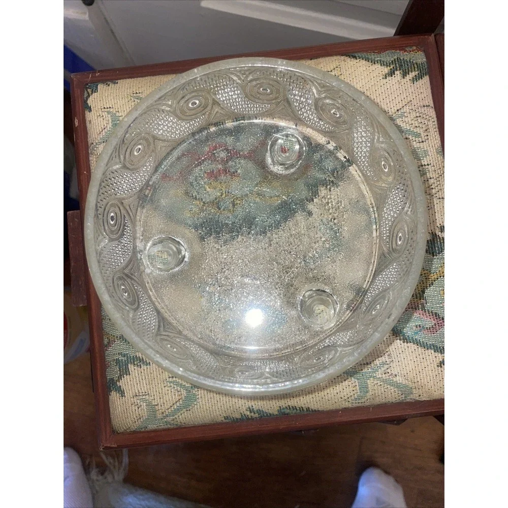 Vintage Candy Dish Bowl With Lid Clear Glass 3 Footed Marked‎ AVON